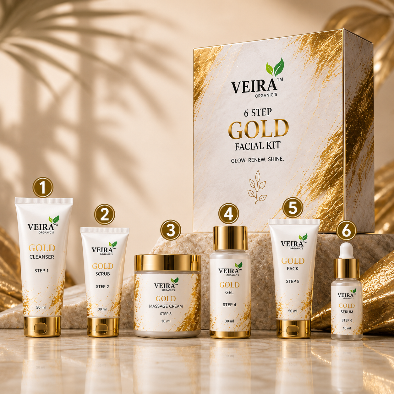 6 Step Gold Facial Kit | Complete Skin Brightening & Glow Facial Care Kit