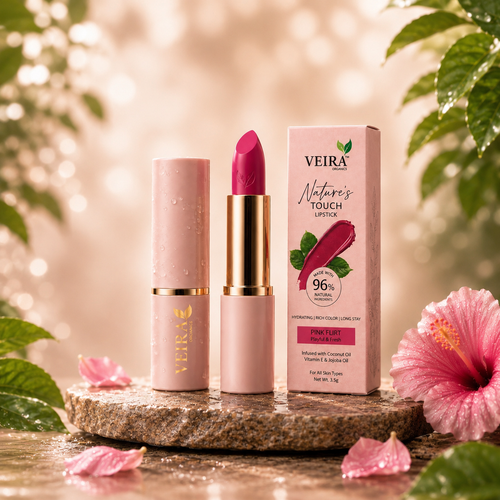 Nature's Touch Lipstick – Pink Flirt | 96% Natural Long Stay Hydrating Lip Color