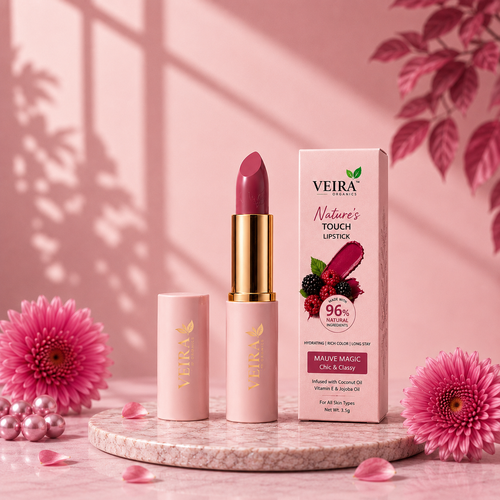 Nature's Touch Lipstick – Mauve Magic | 96% Natural Long Stay Hydrating Lip Color