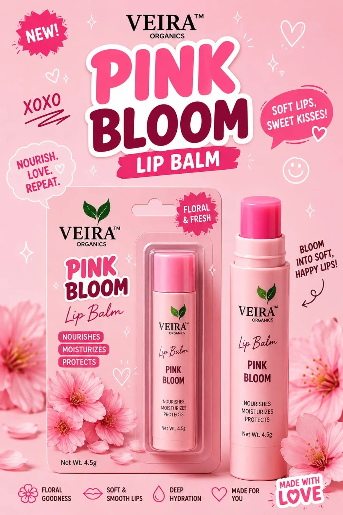 Peach Melt & Pink Bloom Lip Balm Combo | Deep Nourishment & Long-Lasting Moisturization | 4.5g Each