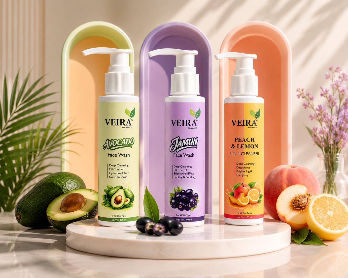 Face Wash Trio Pack – Avocado, Jamun & Peach Lemon 3x100ml