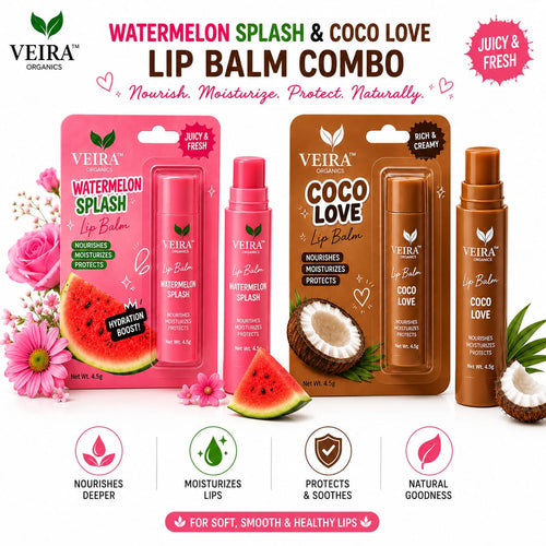Watermelon Splash & Coco Love Lip Balm Combo | Deep Nourishing & Moisturizing Lip Care Duo