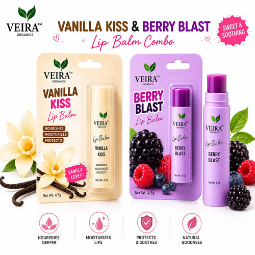 Vanilla Kiss & Berry Blast Lip Balm Combo | Deep Nourishing & Moisturizing Lip Care Duo