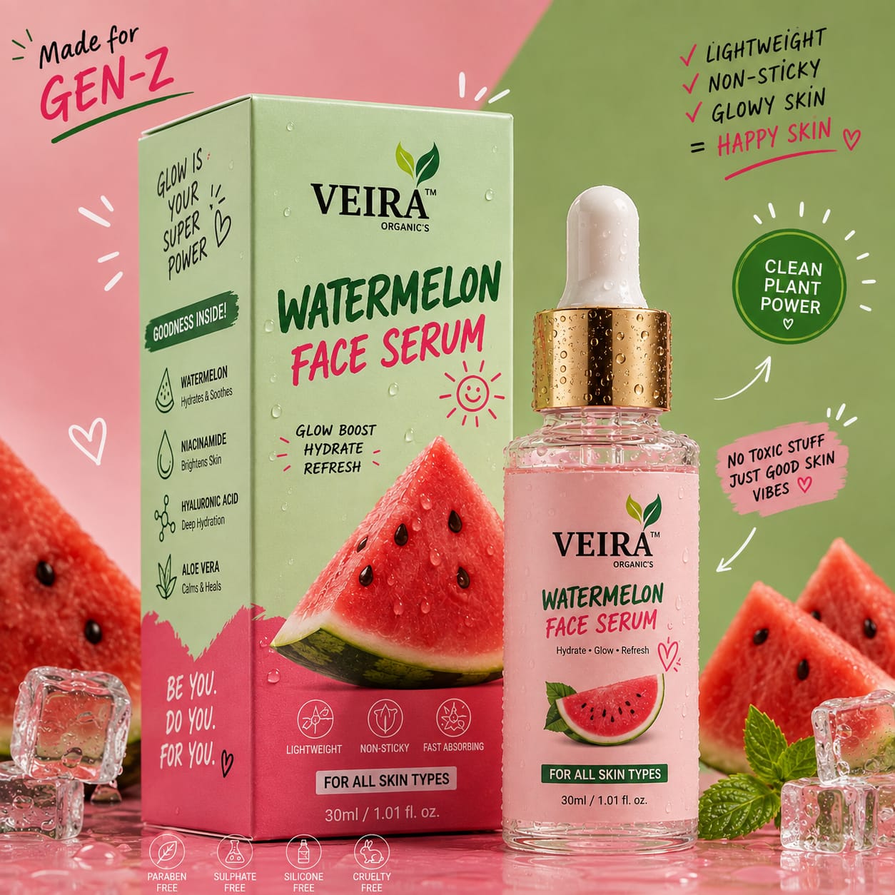 Watermelon Face Serum – Glow, Hydrate & Refresh