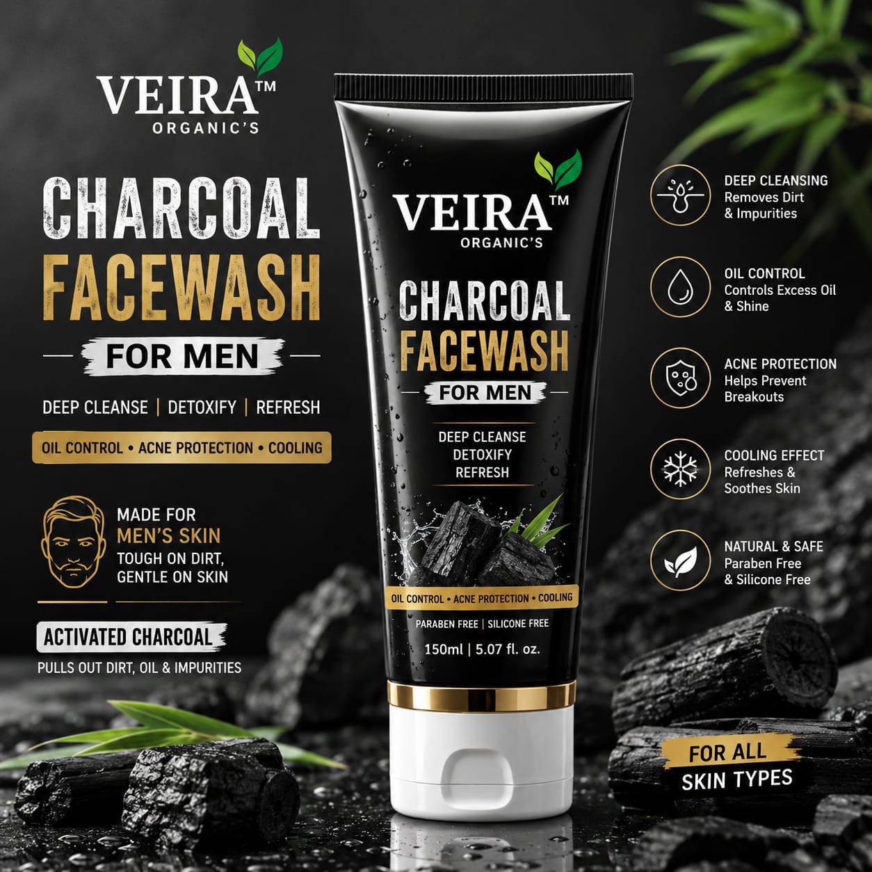 Charcoal Facewash for Men – Deep Cleanse, Detoxify & Refresh
