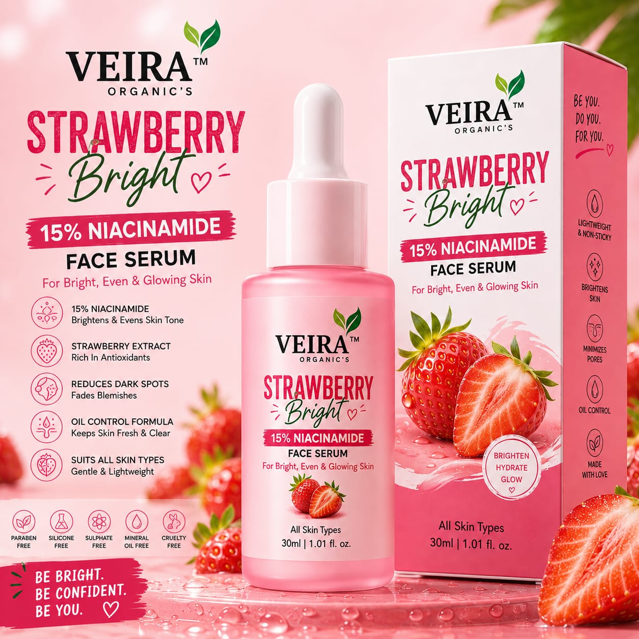 Strawberry Bright 15% Niacinamide Face Serum
